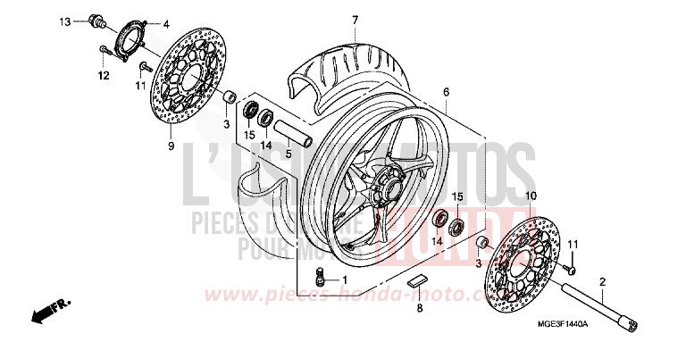 ROUE AVANT de VFR1200F Méca SEAL SILVER METALLIC (NHA14) 2013
